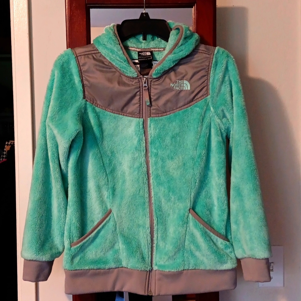 The North Face Youth L 14-16 Green Fleece Zipper Hooded Jacket